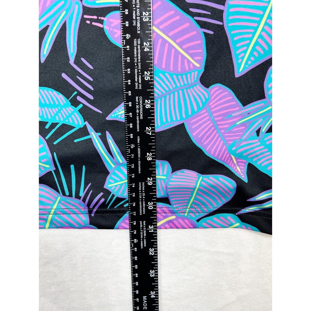 Chubbies Mens XXL Performance Polo Shirt Neon Tropical Leaf Print Black Purple - Picture 7 of 8